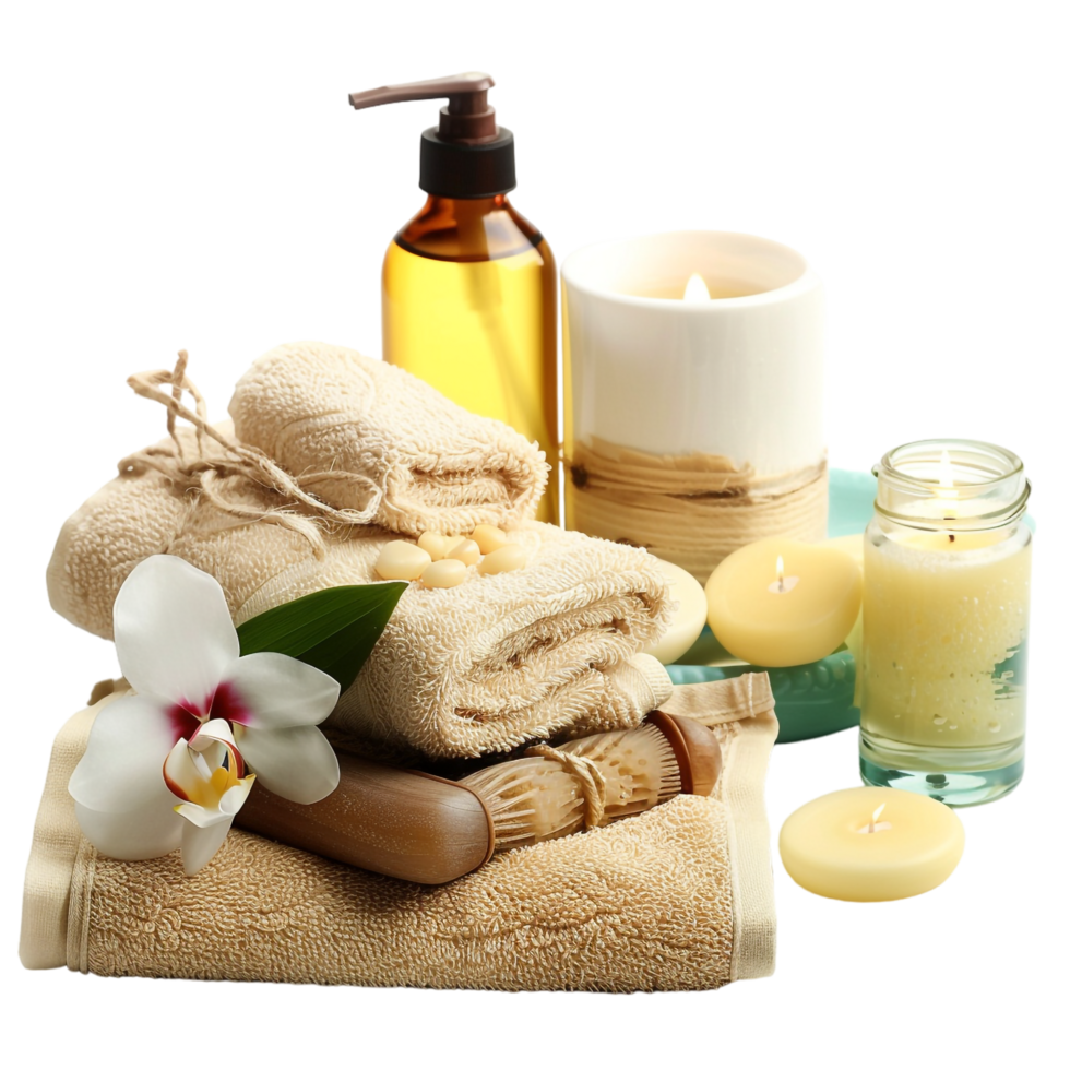 Isolated spa products on transparent background png