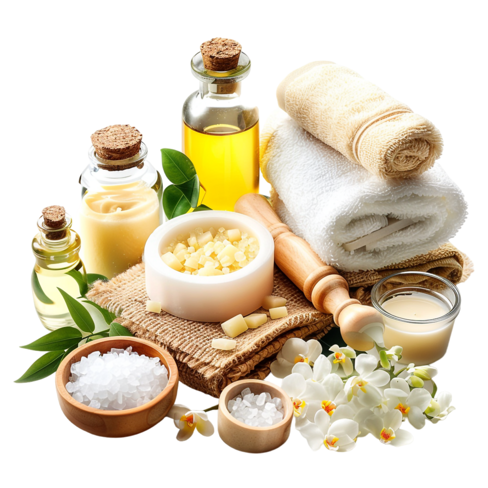 Isolated spa products on transparent background png