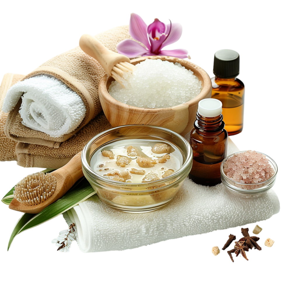 Isolated spa products on transparent background png