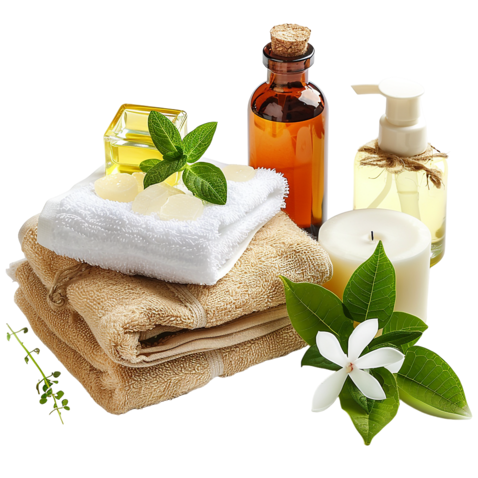 Isolated spa products on transparent background png