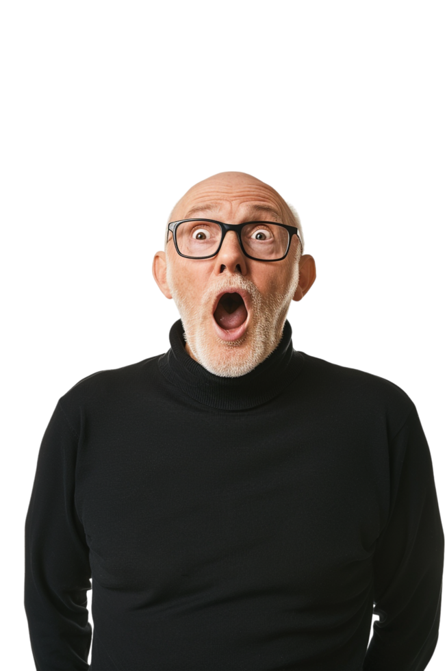 Isolated surprised man against transparent background png