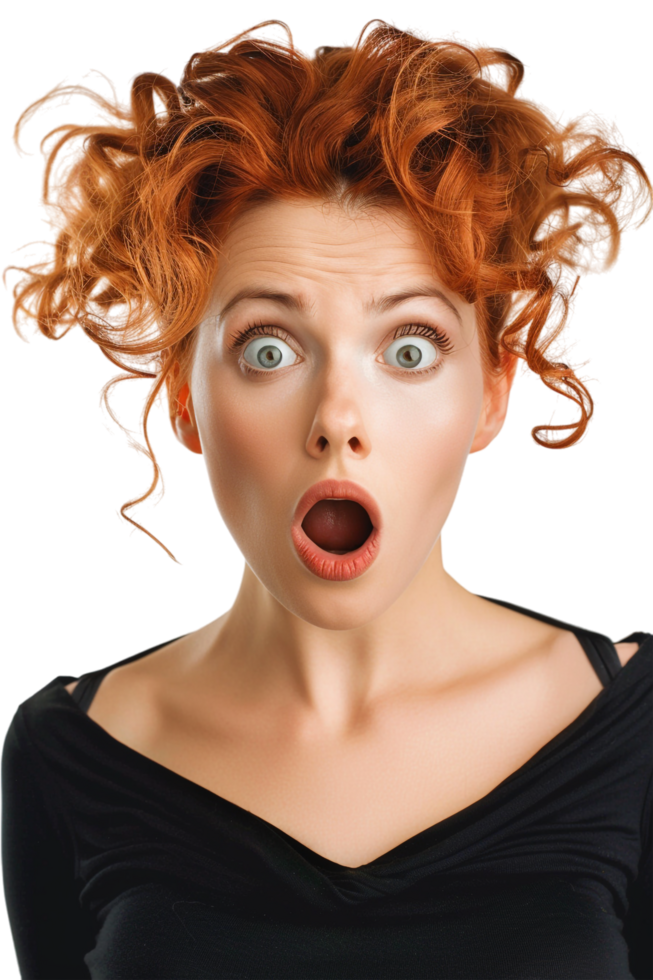Isolated surprised woman against transparent background png