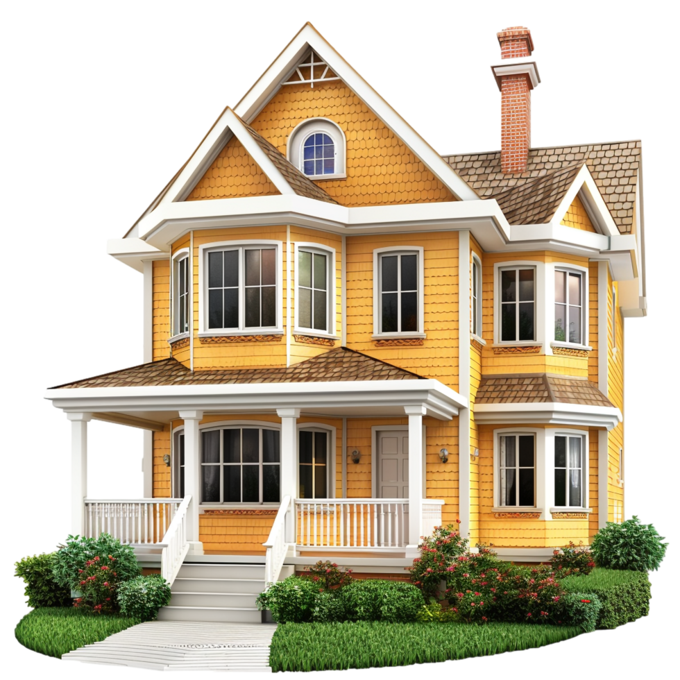 Isolated triplex house on transparent background png