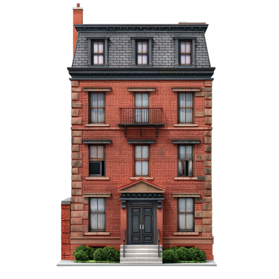 Isolated triplex house on transparent background png