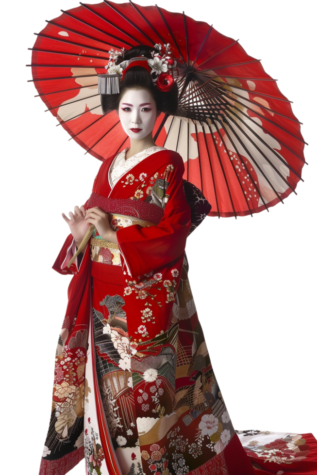 Japanese geisha isolated on transparent png