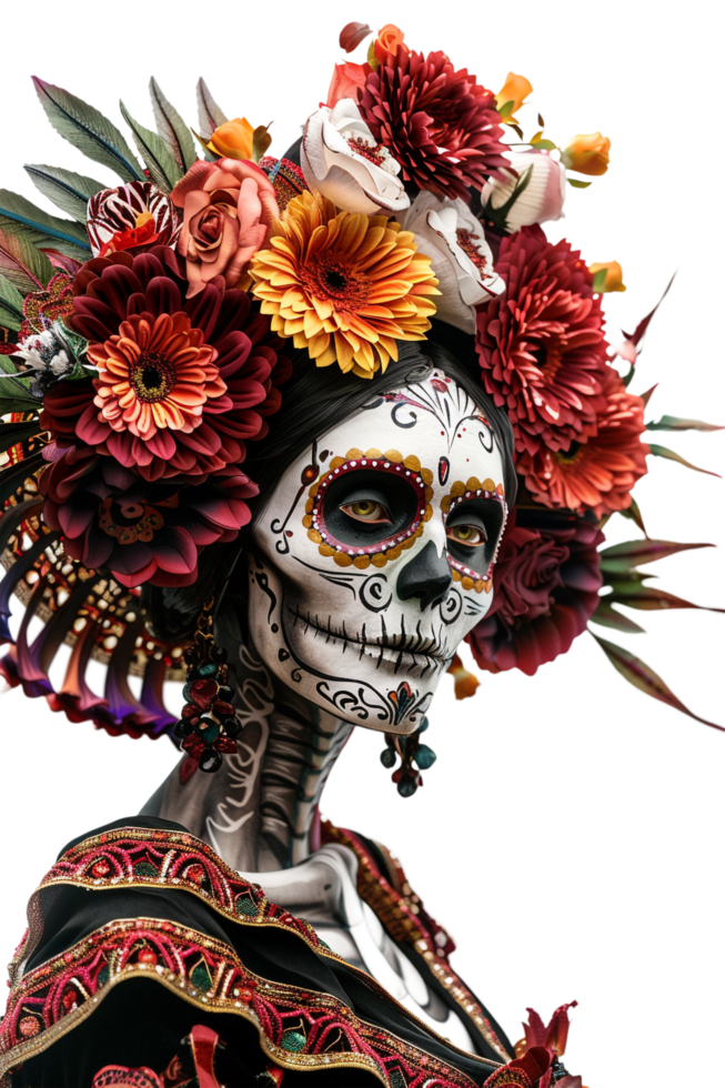 La Calavera Catrina model isolated on transparent png