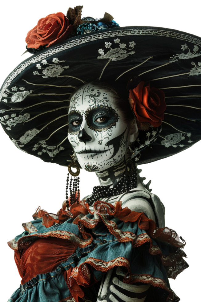 La Calavera Catrina model isolated on transparent png