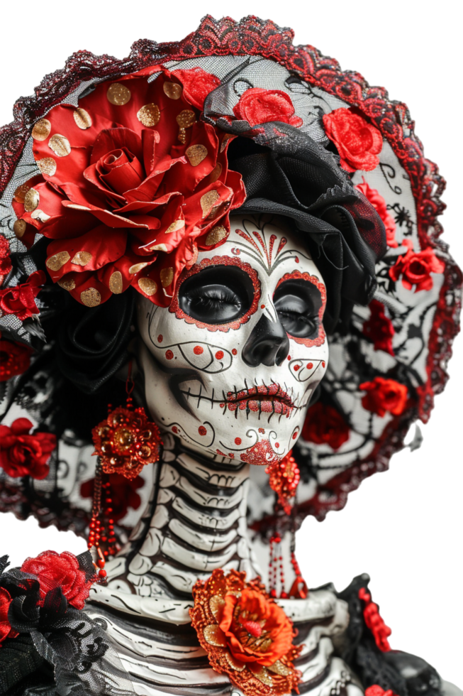 La Calavera Catrina model isolated on transparent png