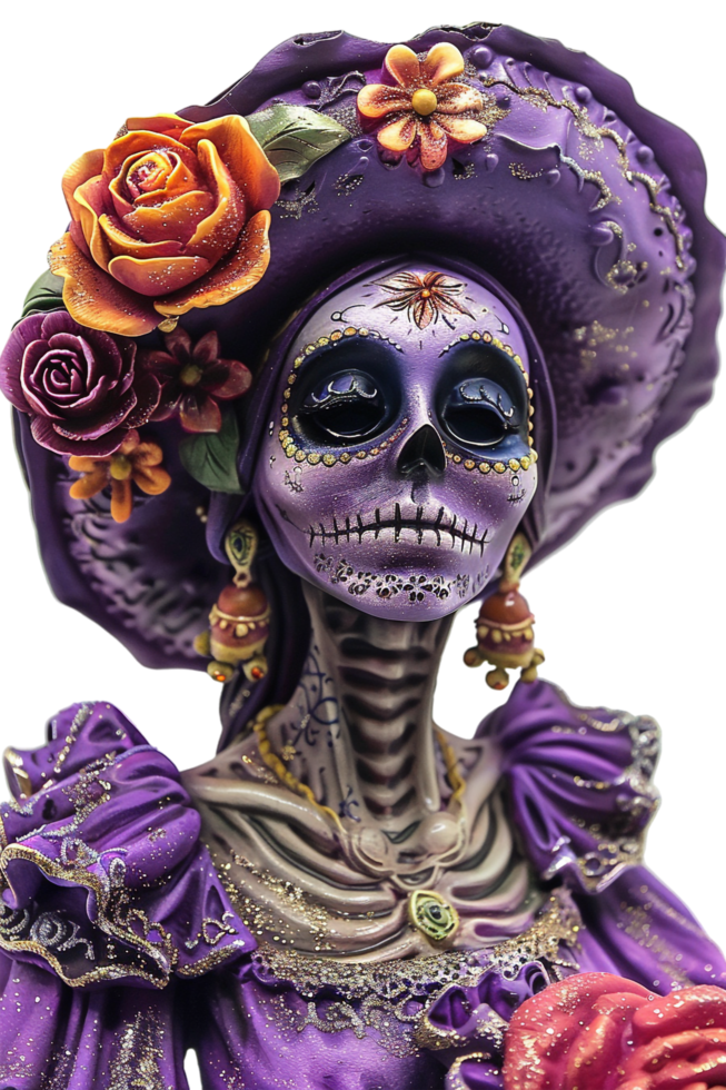 La Calavera Catrina model isolated on transparent png