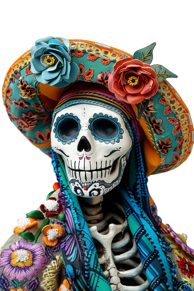 La Calavera Catrina model isolated on transparent png