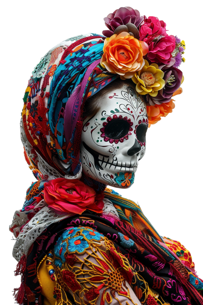 La Calavera Catrina model isolated on transparent png