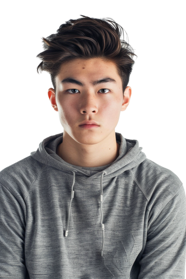 Male Asian model alone against transparent background png
