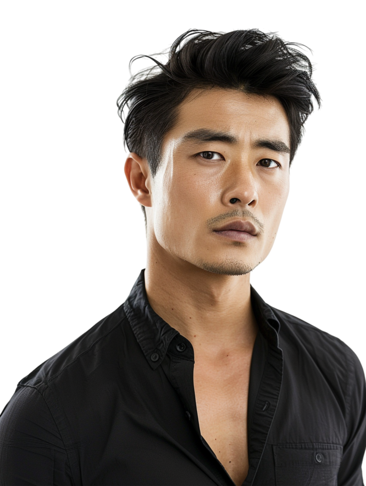 Male Asian model alone against transparent background png