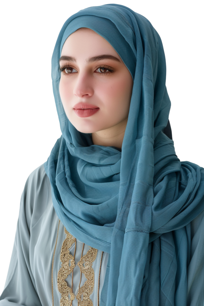 Muslim woman alone against transparent background png
