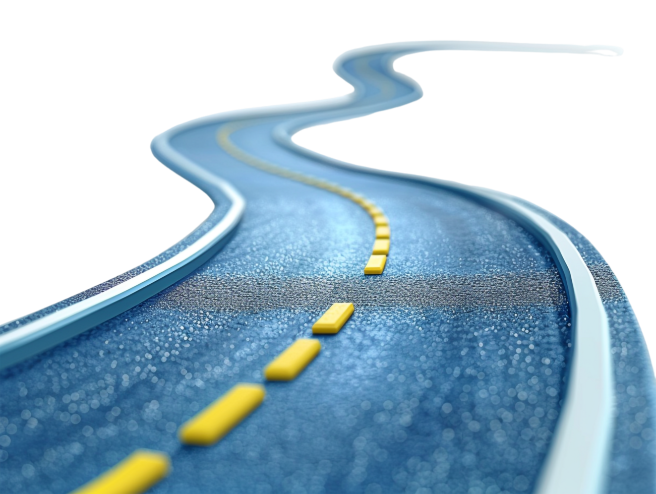 Paved empty winding road, 3D illustration png
