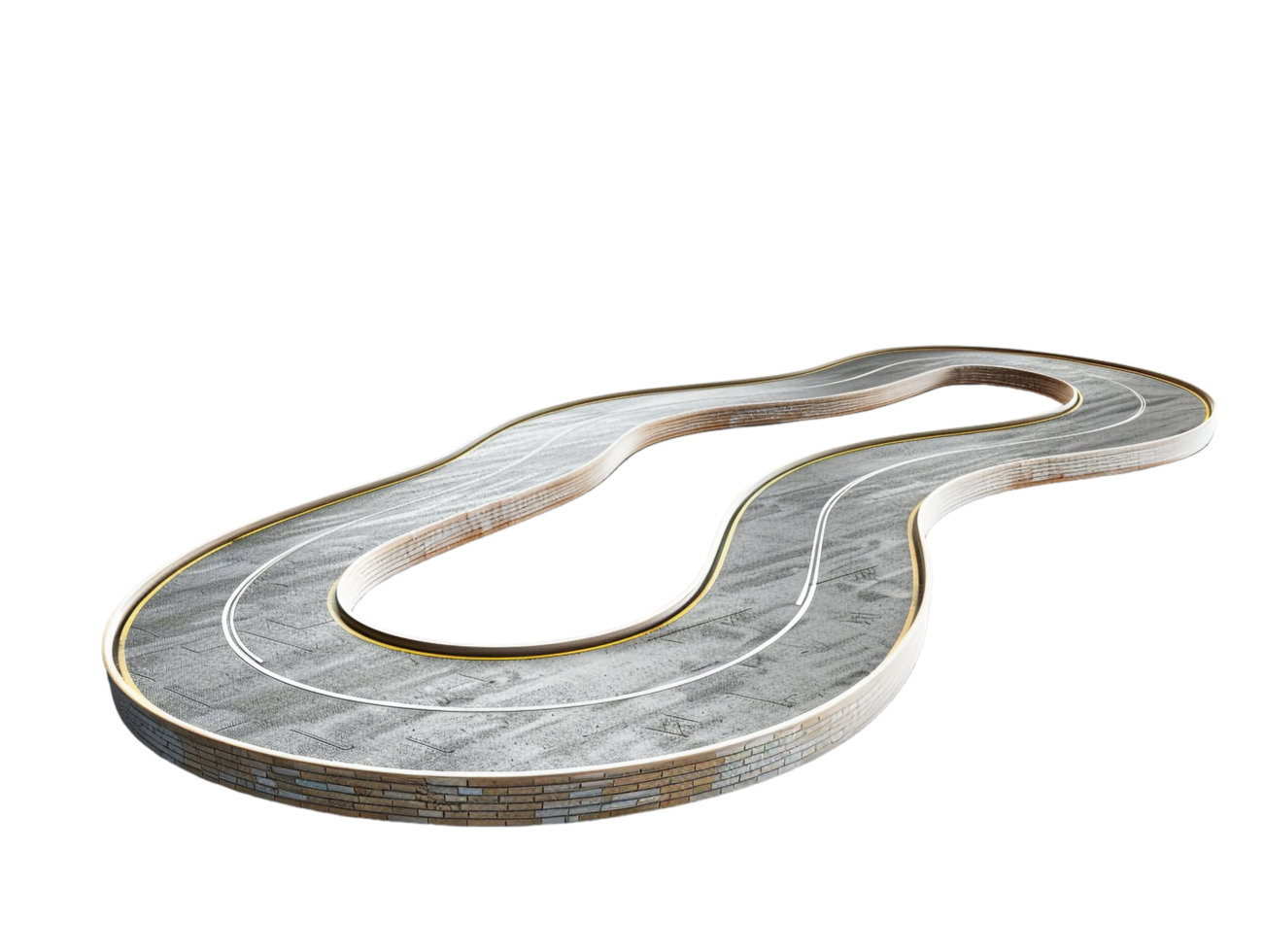 Paved empty winding road, 3D illustration png