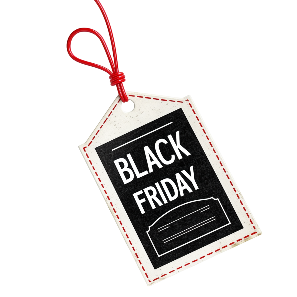 Isolated label reading BLACK FRIDAY on transparent background png