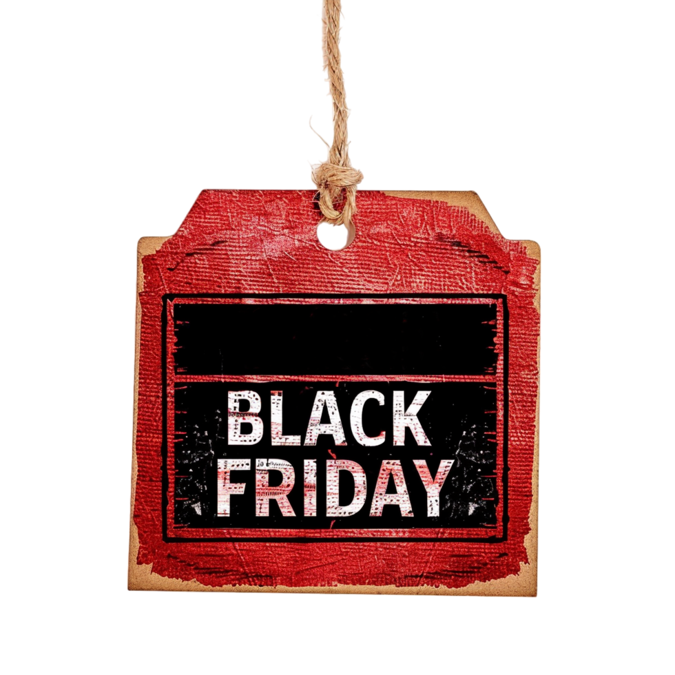 Isolated label reading BLACK FRIDAY on transparent background png