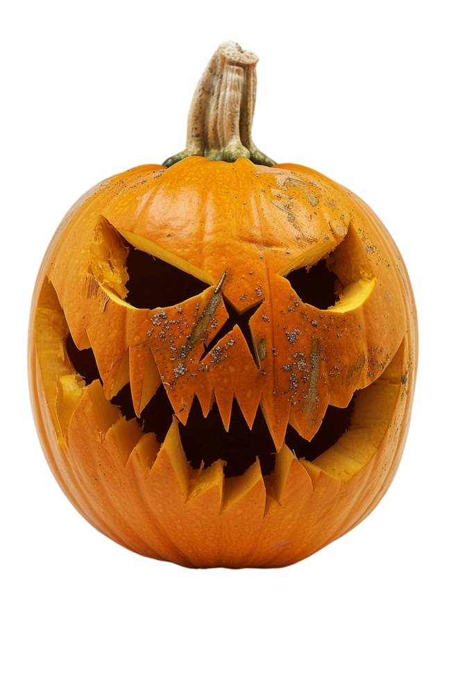 Scary jack-o-lantern isolated on transparent png