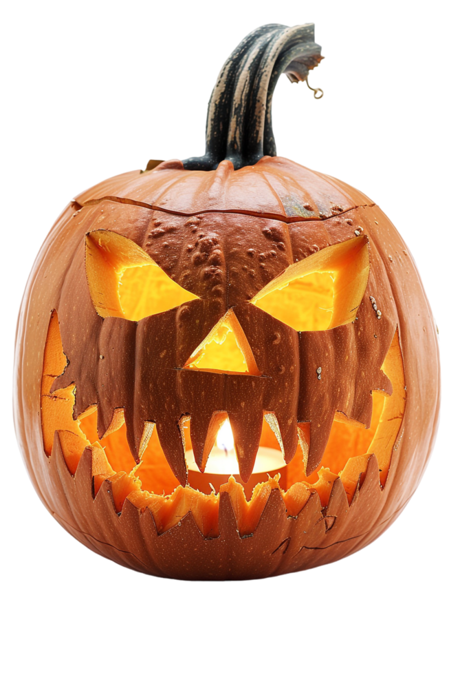 Scary jack-o-lantern isolated on transparent png
