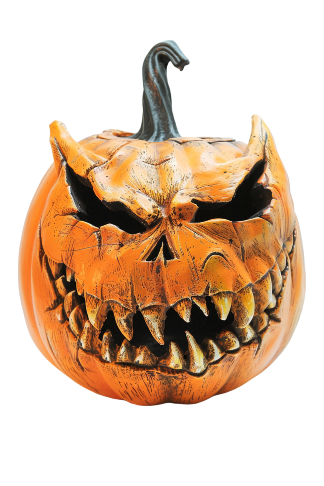 Scary jack-o-lantern isolated on transparent png