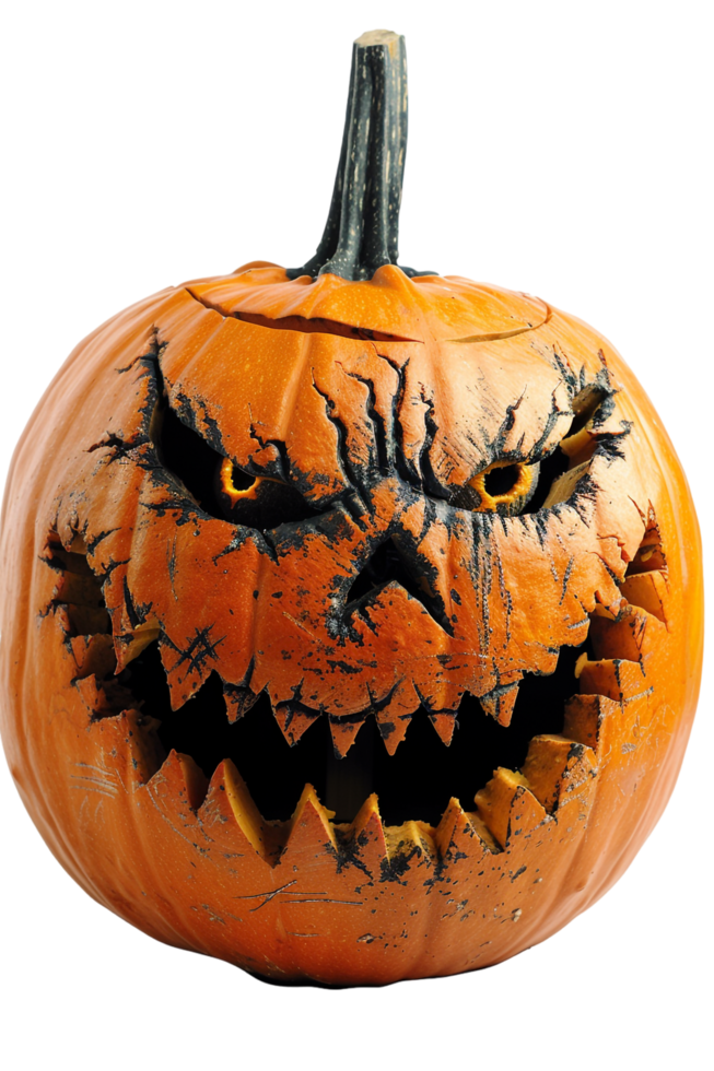 Scary jack-o-lantern isolated on transparent png
