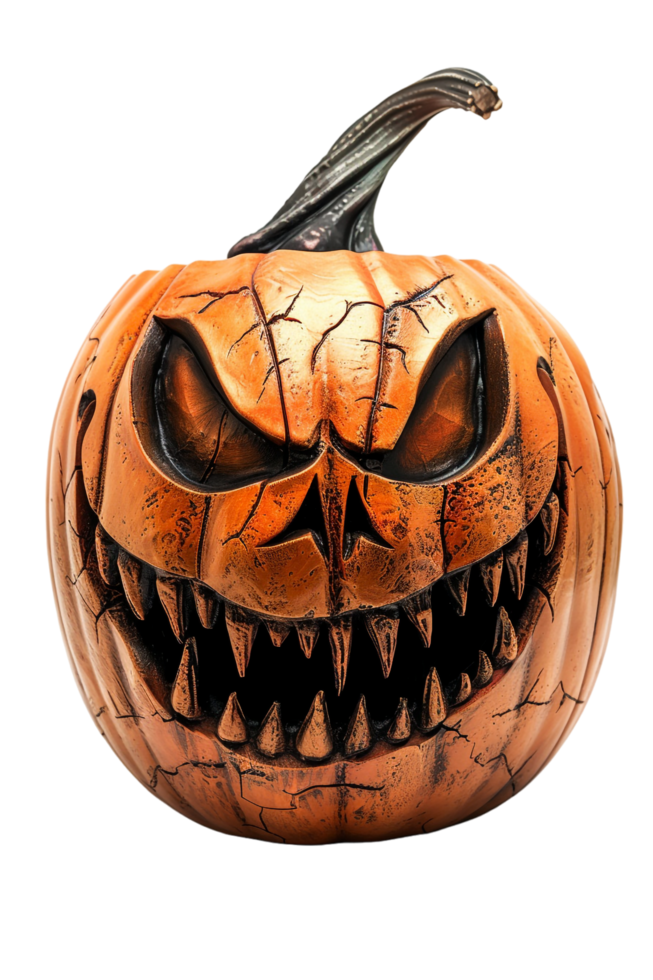 Scary jack-o-lantern isolated on transparent png