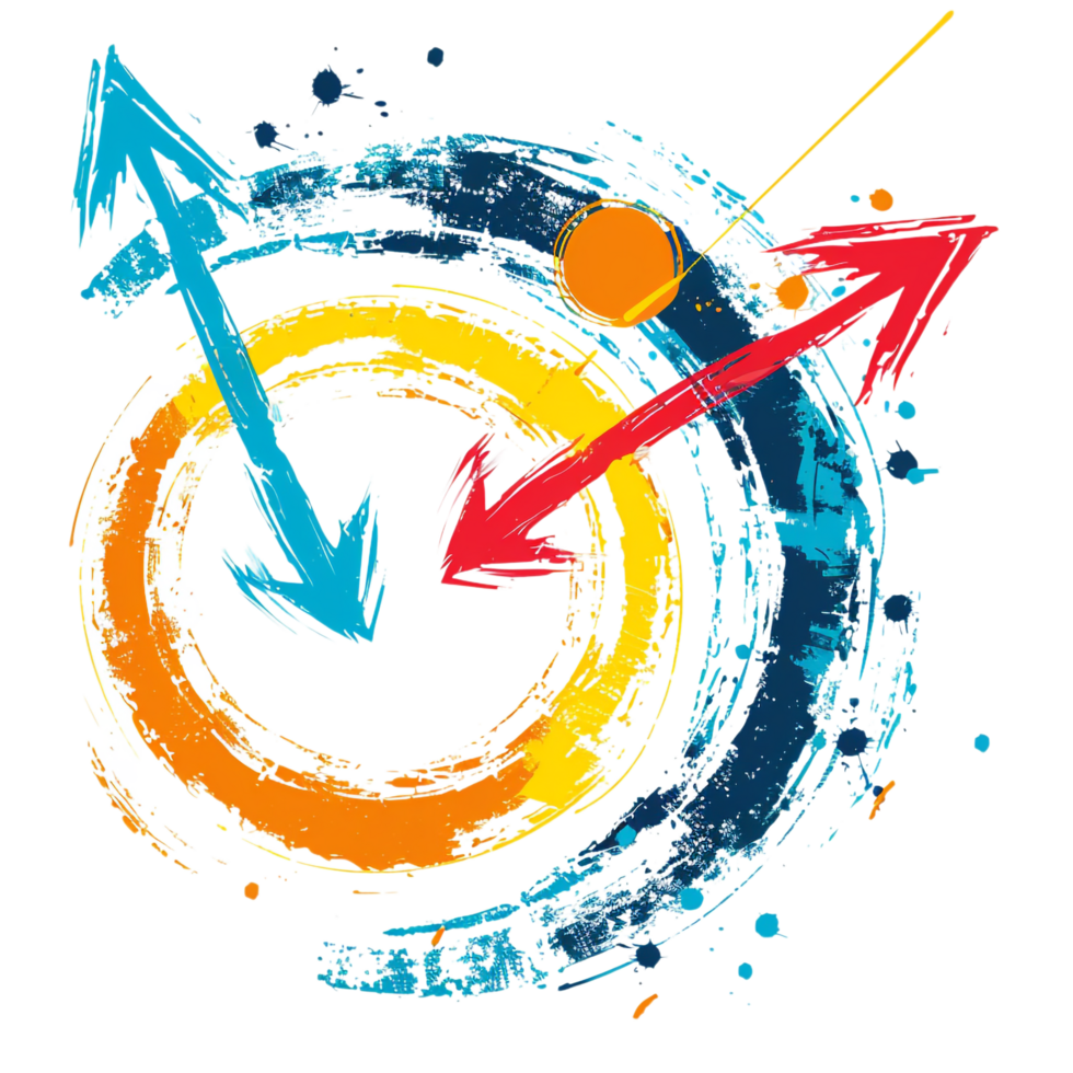 Scribbled arrow and circles isolated on transparent background png