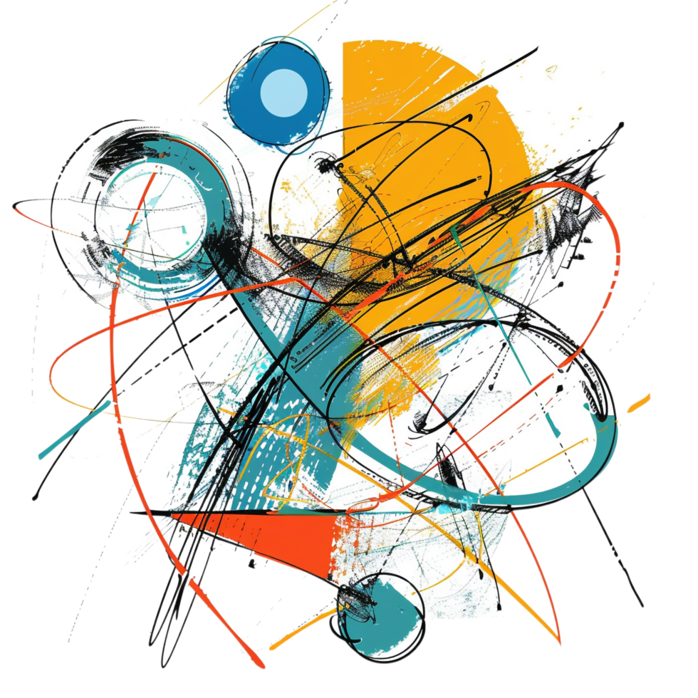 Scribbled arrow and circles isolated on transparent background png