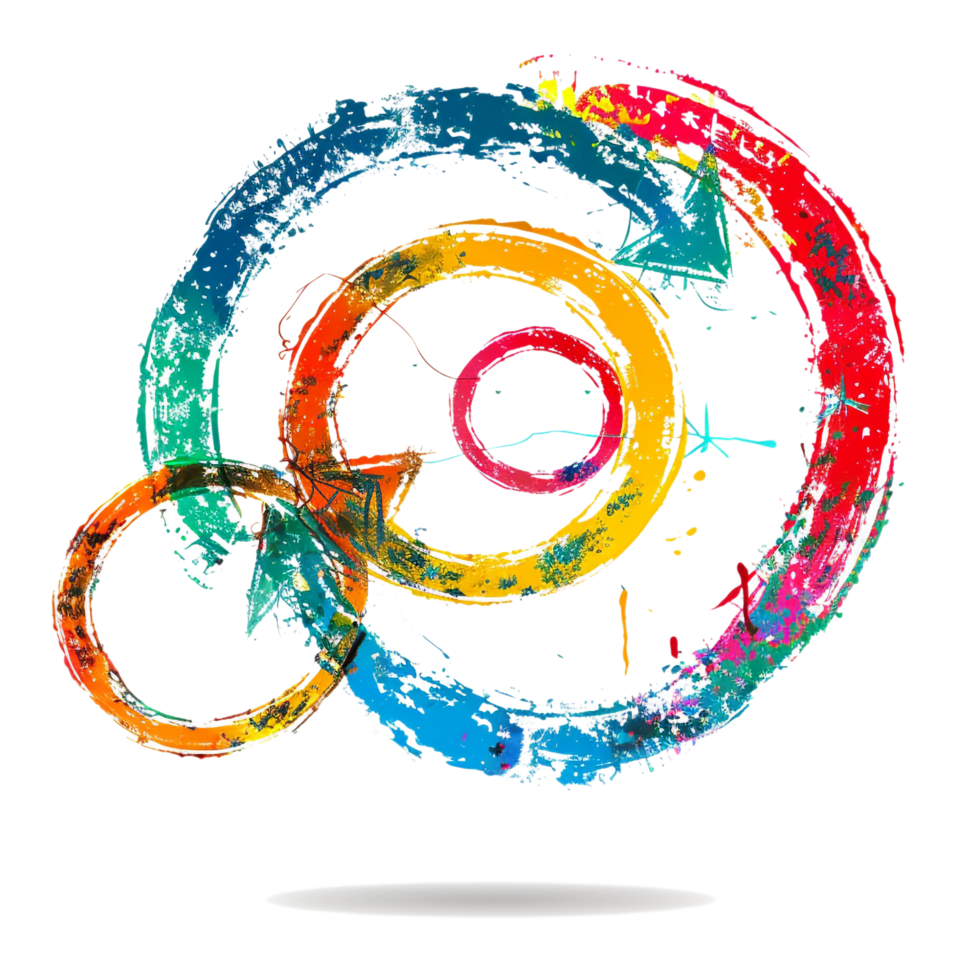 Scribbled arrow and circles isolated on transparent background png