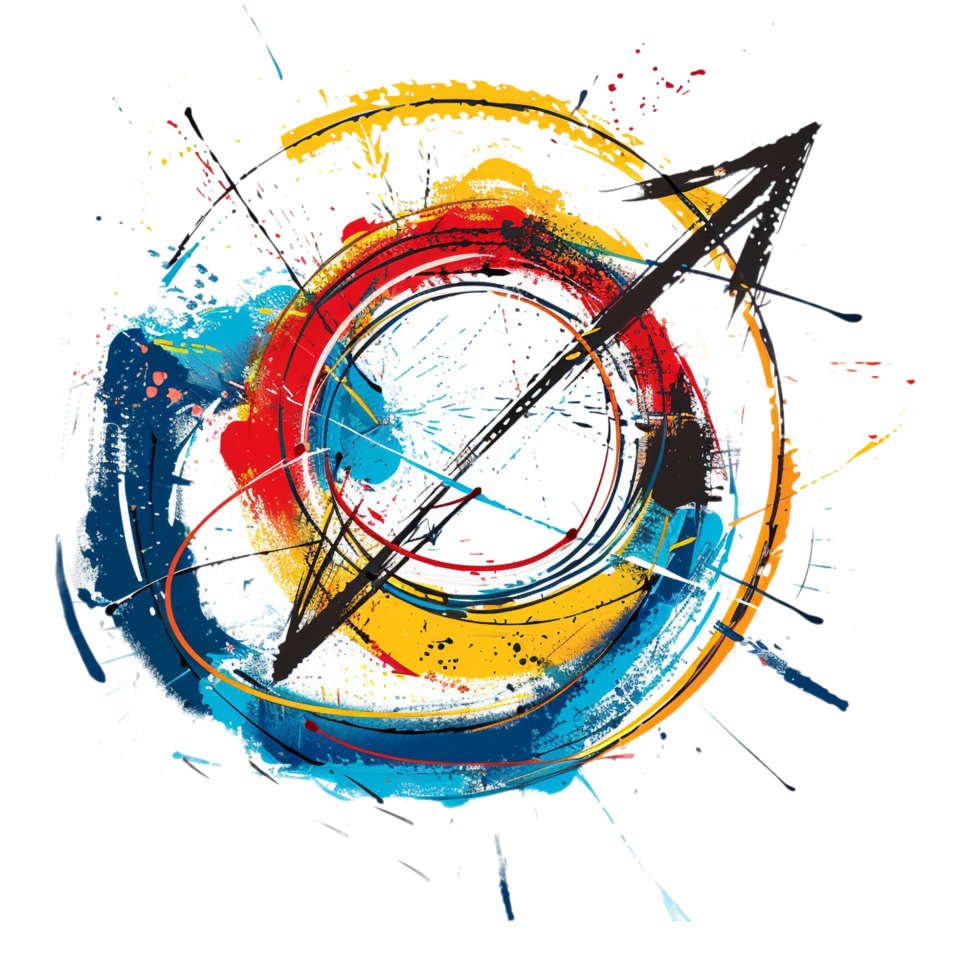 Scribbled arrow and circles isolated on transparent background png