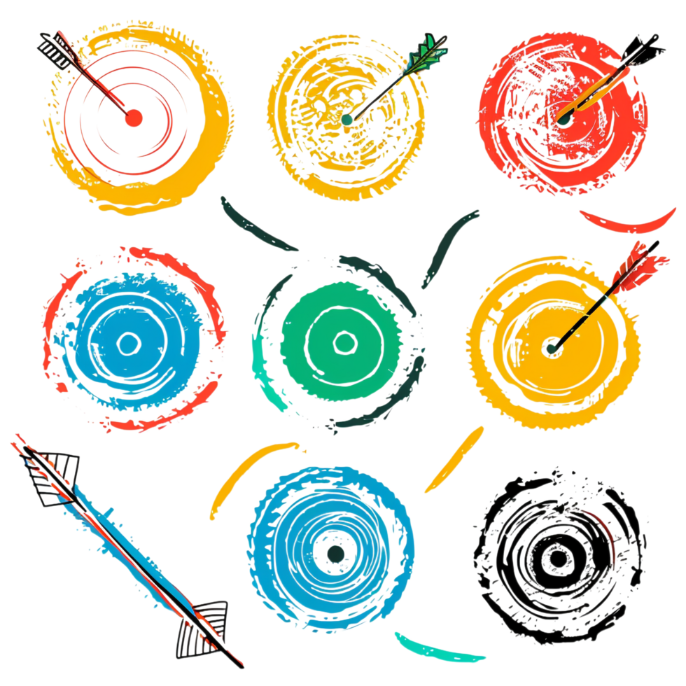 Scribbled arrow and circles isolated on transparent background png