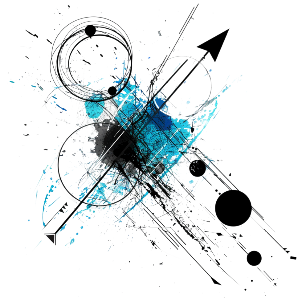 Scribbled arrow and circles isolated on transparent background png