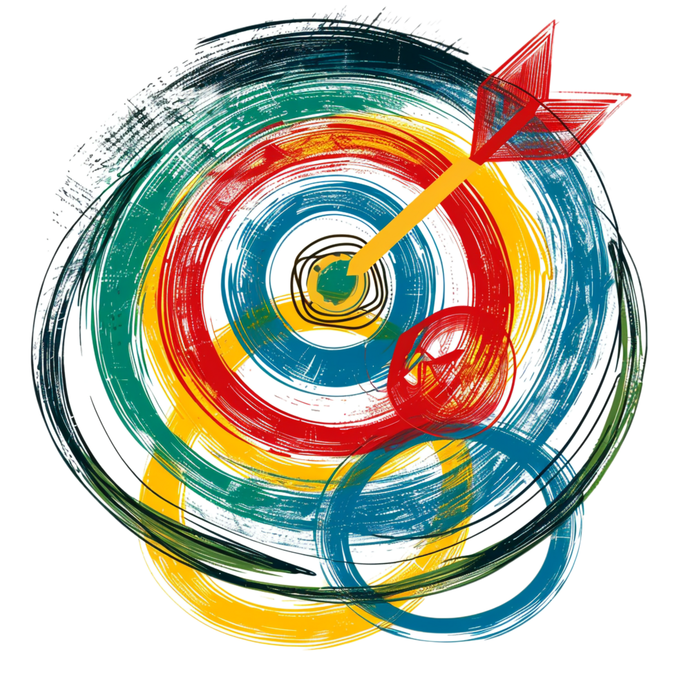 Scribbled arrow and circles isolated on transparent background png