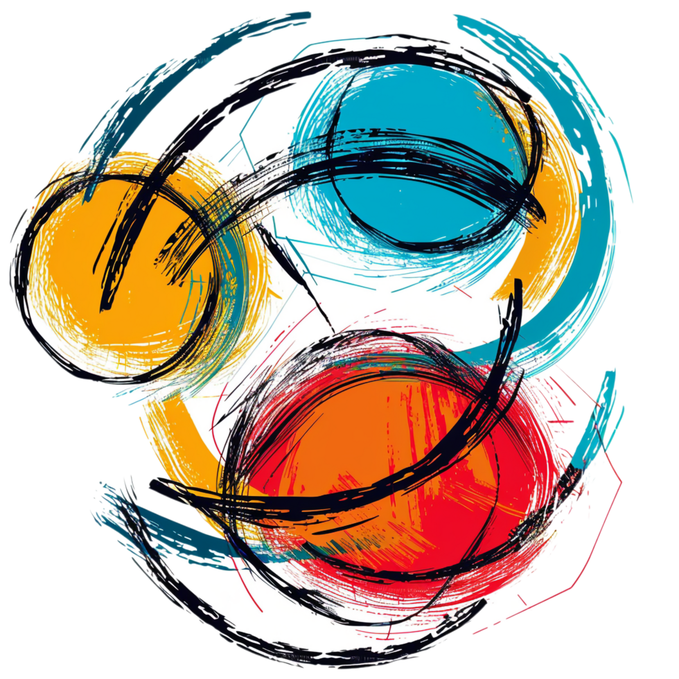 Scribbled arrow and circles isolated on transparent background png