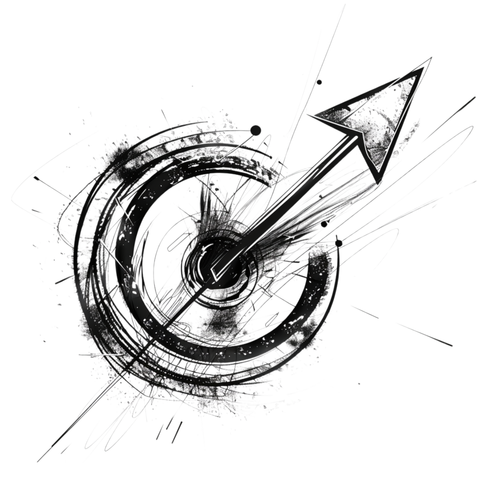 Scribbled arrow and circles isolated on transparent background png