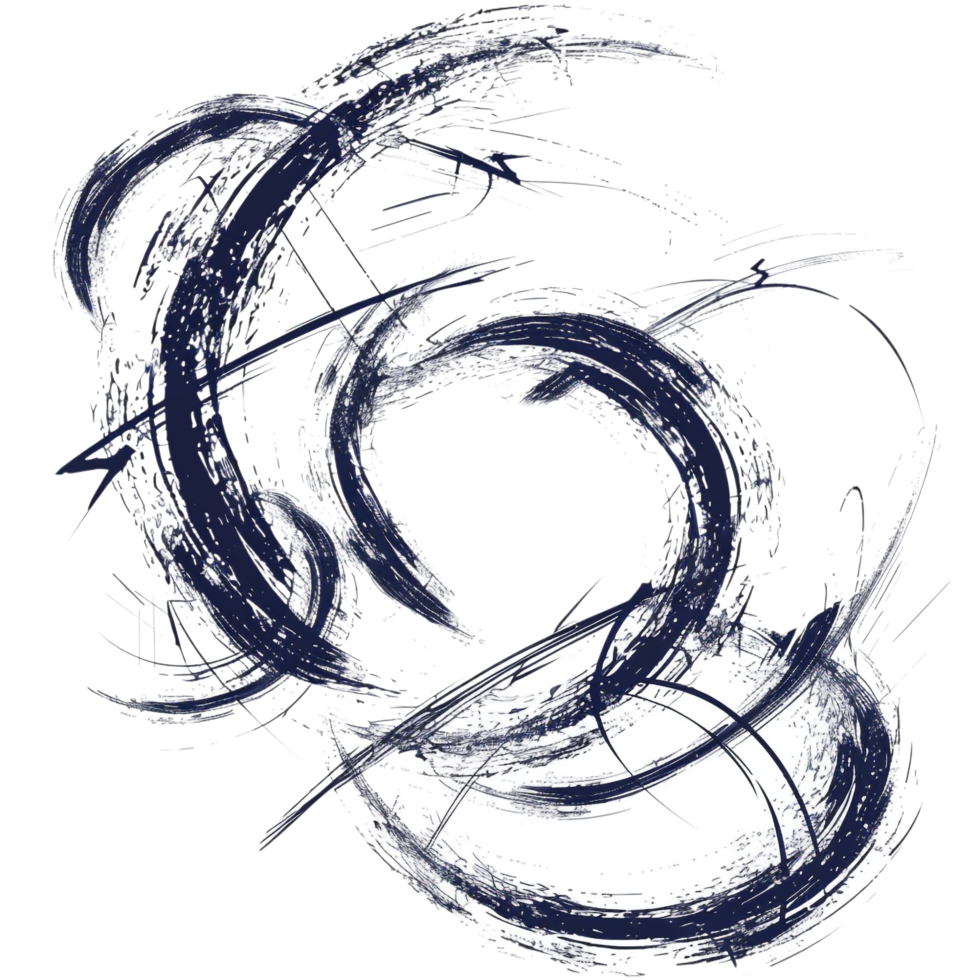 Scribbled arrow and circles isolated on transparent background png