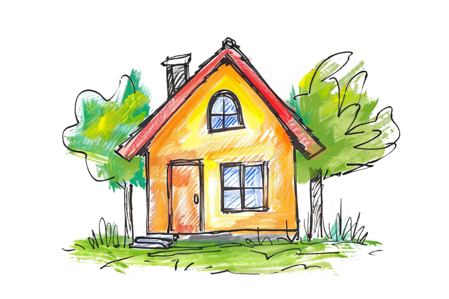 Scribbled house isolated on transparent background png