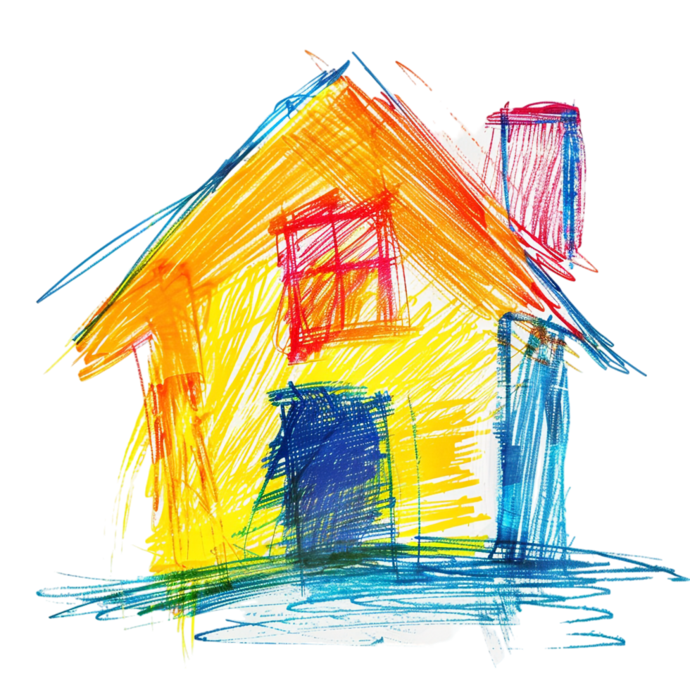 Scribbled house isolated on transparent background png