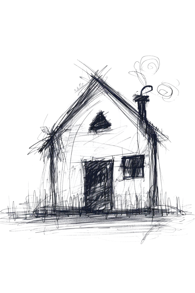 Scribbled house isolated on transparent background png