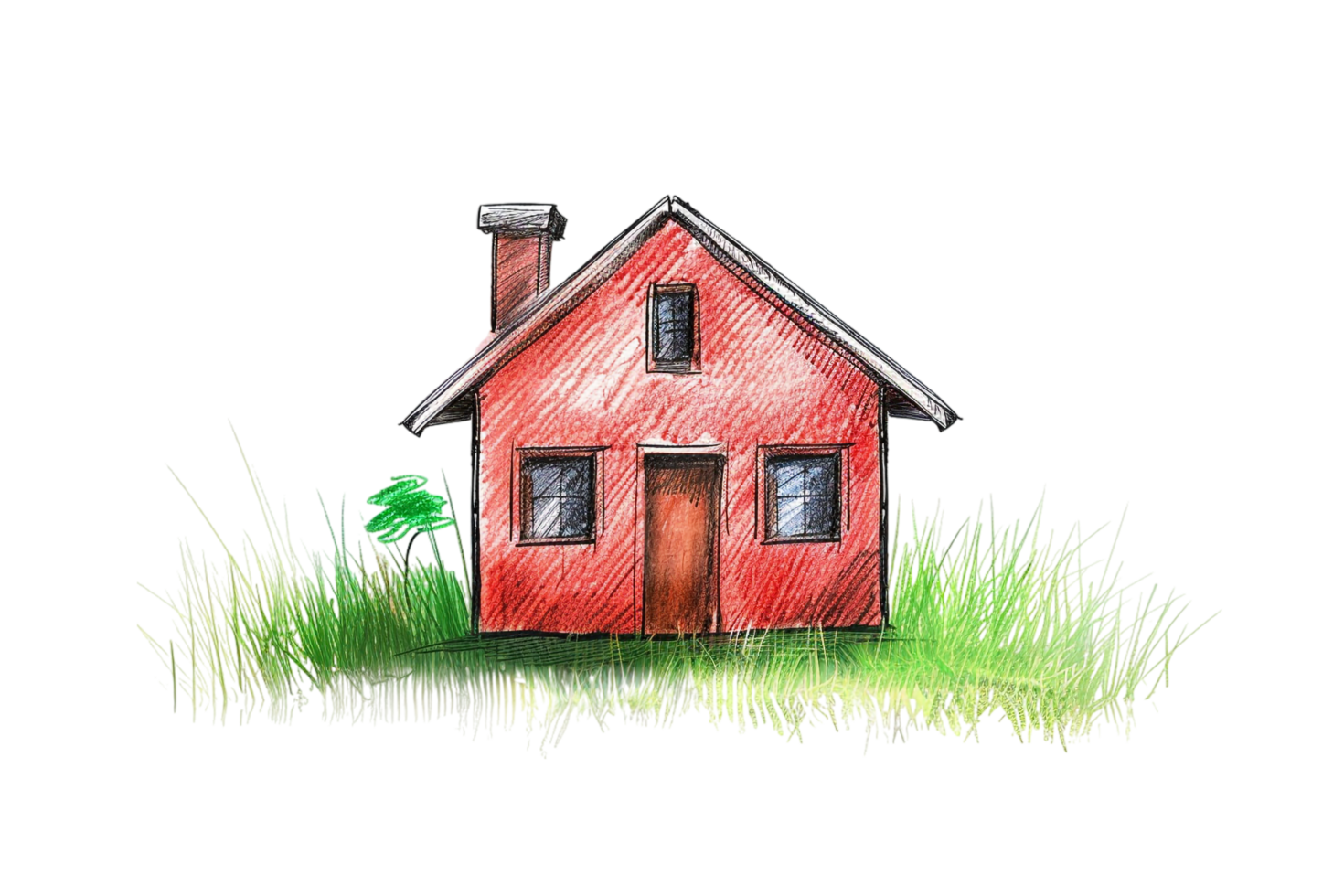 Scribbled house isolated on transparent background png