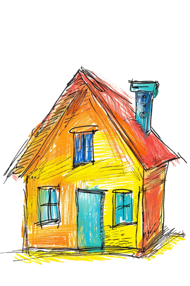 Scribbled house isolated on transparent background png