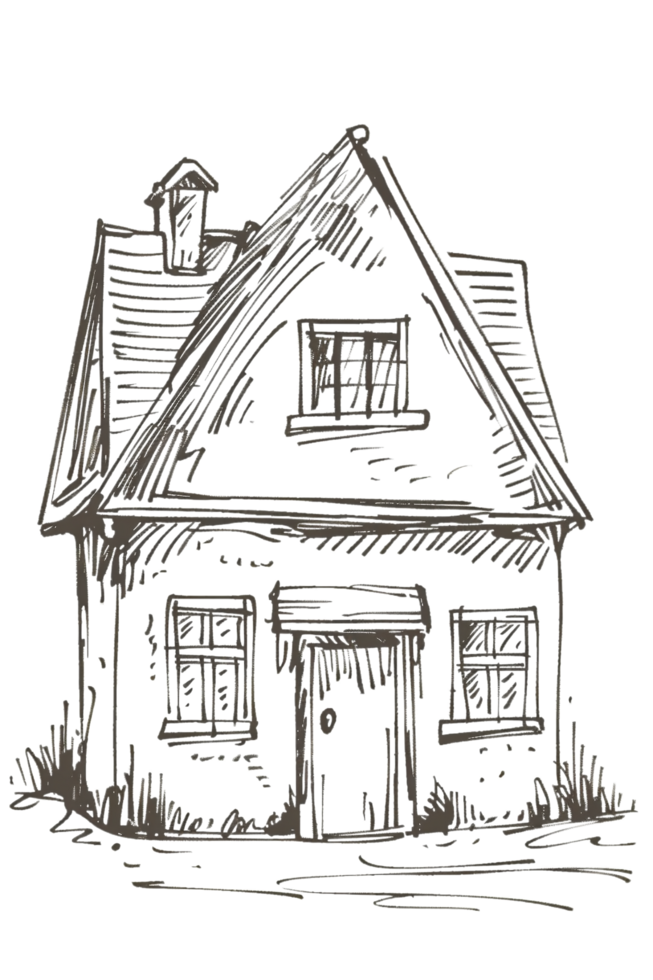 Scribbled house isolated on transparent background png