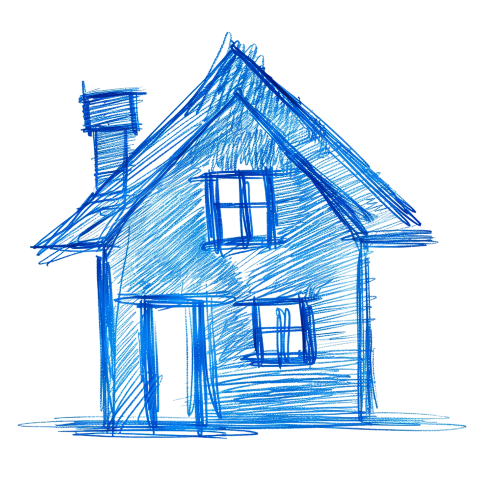 Scribbled house isolated on transparent background png