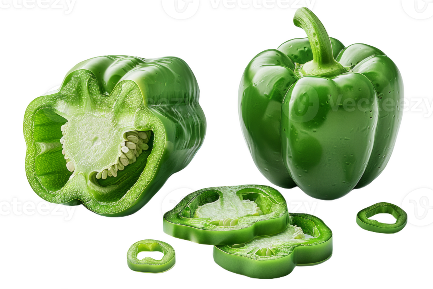 Green Bell Pepper Slices png
