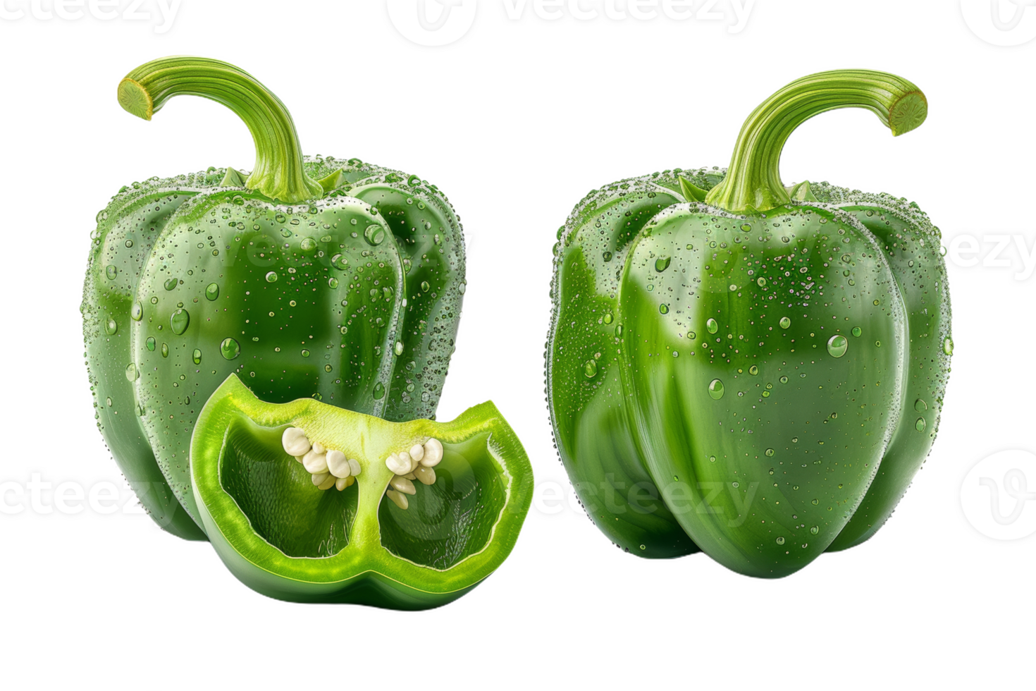 Green Bell Pepper Sliced in Half png