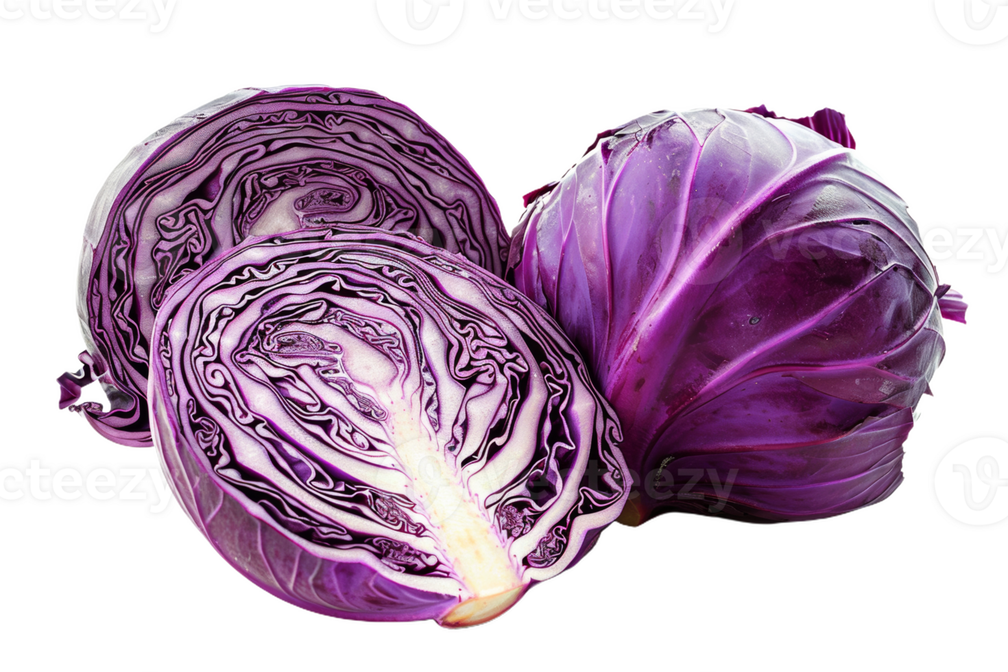 Freshly Cut Red Cabbage Isolated png