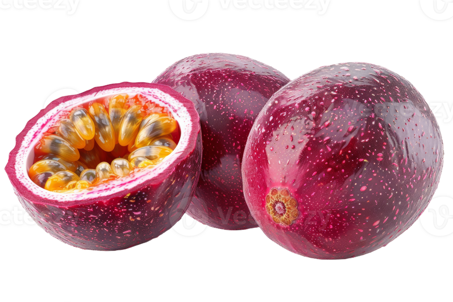 Whole Passion Fruit With Cut Open Section png