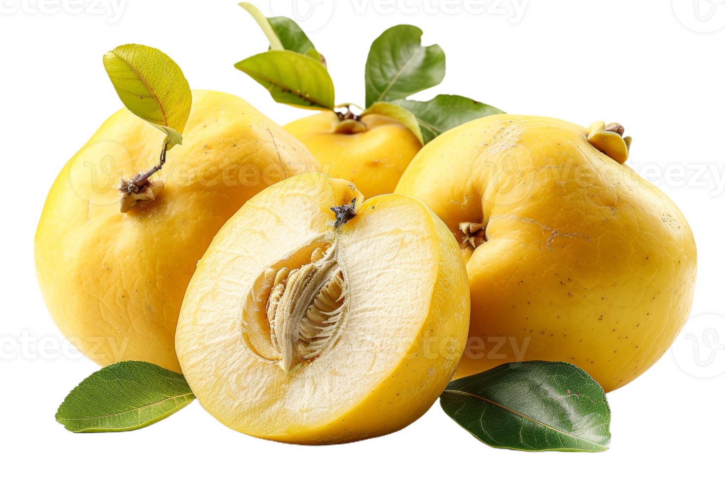 Whole Quince With Leaves png