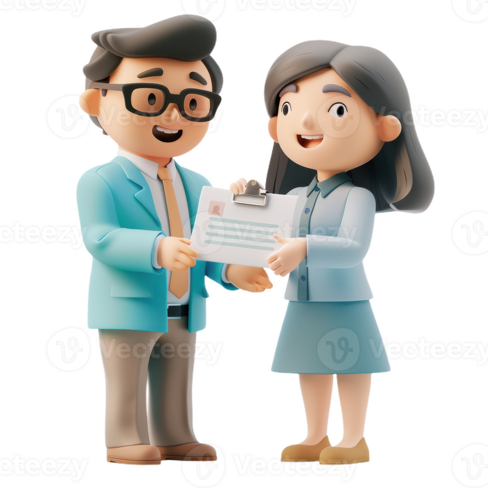 Bank Clerk Handing Over Documents png